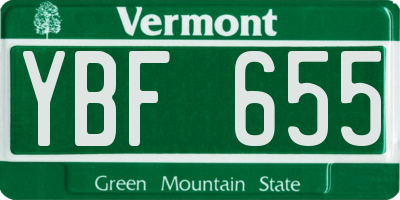 VT license plate YBF655