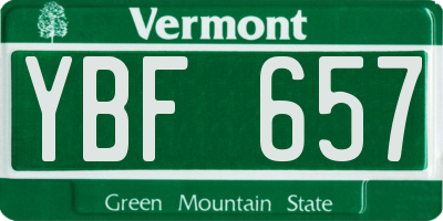 VT license plate YBF657