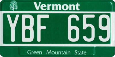 VT license plate YBF659