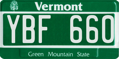 VT license plate YBF660
