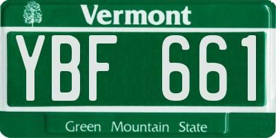 VT license plate YBF661