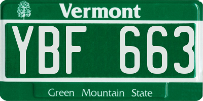 VT license plate YBF663