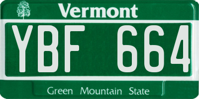 VT license plate YBF664