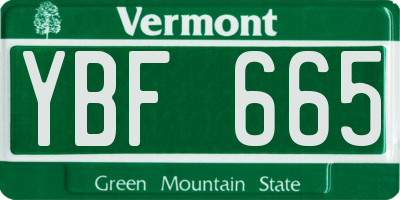 VT license plate YBF665