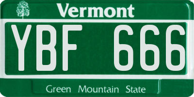 VT license plate YBF666