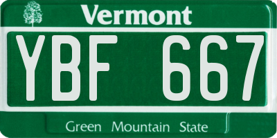 VT license plate YBF667