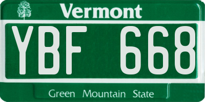 VT license plate YBF668