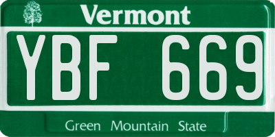 VT license plate YBF669