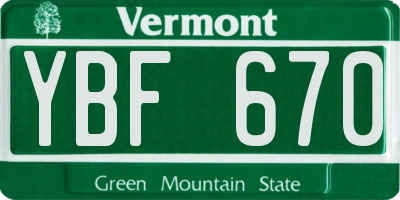 VT license plate YBF670