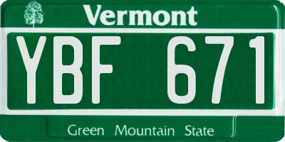 VT license plate YBF671