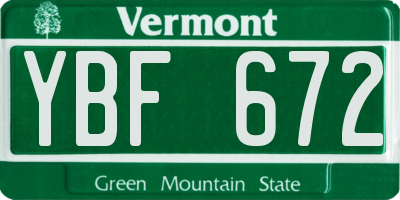 VT license plate YBF672