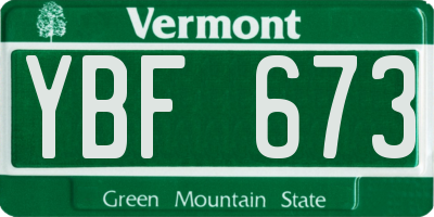 VT license plate YBF673