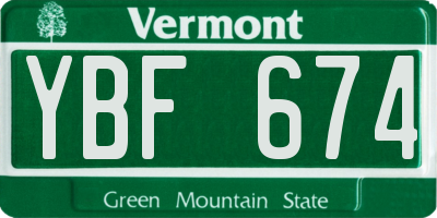 VT license plate YBF674