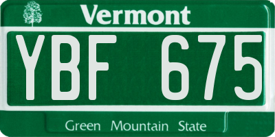 VT license plate YBF675