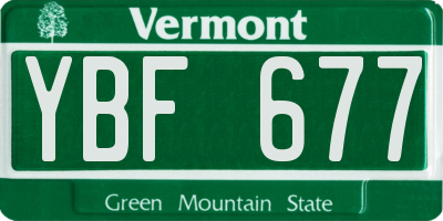 VT license plate YBF677