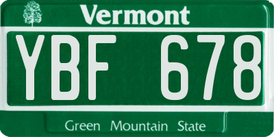 VT license plate YBF678