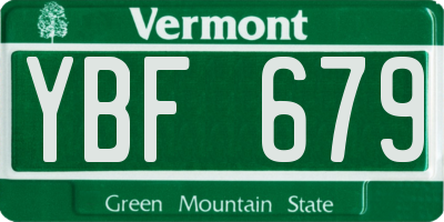 VT license plate YBF679