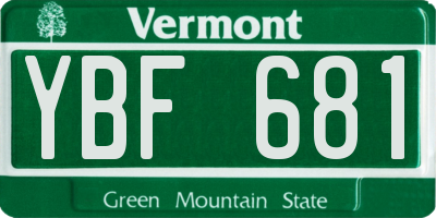 VT license plate YBF681