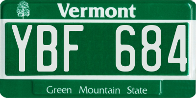 VT license plate YBF684