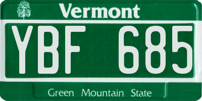 VT license plate YBF685