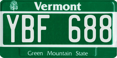 VT license plate YBF688