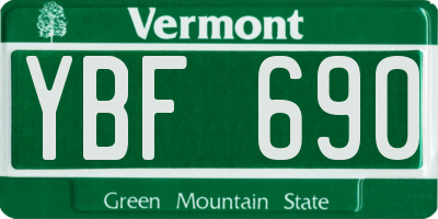 VT license plate YBF690