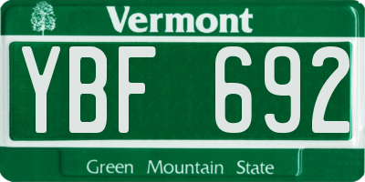 VT license plate YBF692