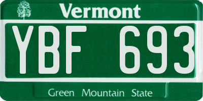 VT license plate YBF693