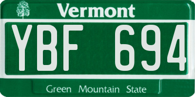 VT license plate YBF694