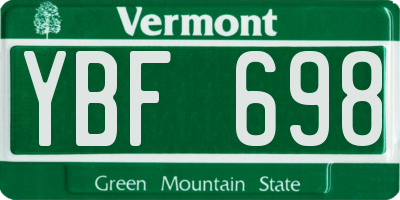 VT license plate YBF698