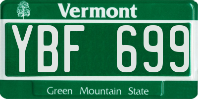 VT license plate YBF699