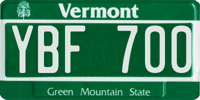 VT license plate YBF700