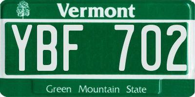 VT license plate YBF702