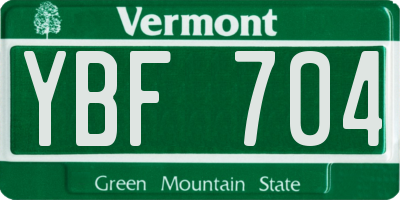 VT license plate YBF704