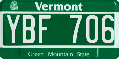 VT license plate YBF706