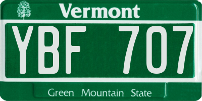 VT license plate YBF707