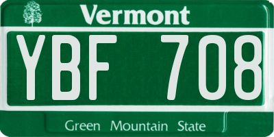 VT license plate YBF708