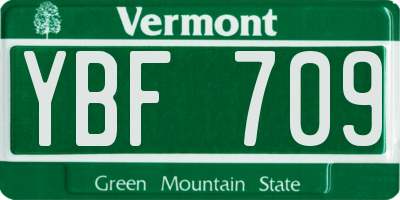 VT license plate YBF709
