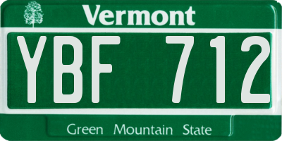 VT license plate YBF712