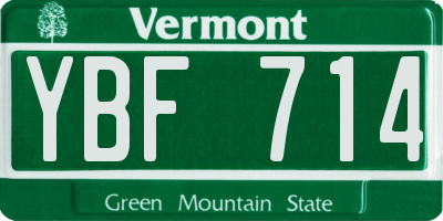 VT license plate YBF714