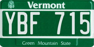 VT license plate YBF715
