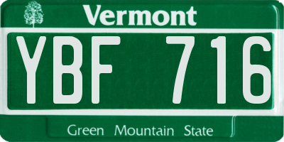VT license plate YBF716