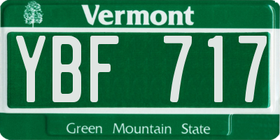 VT license plate YBF717