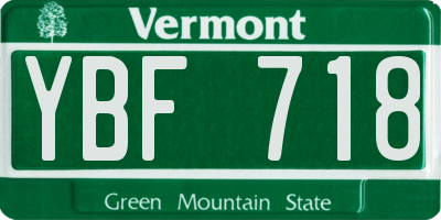 VT license plate YBF718
