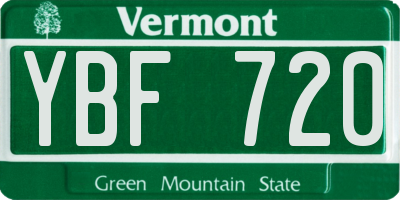 VT license plate YBF720