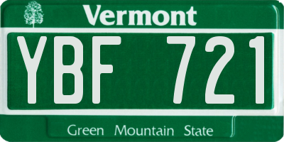 VT license plate YBF721