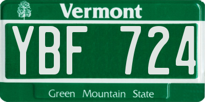 VT license plate YBF724