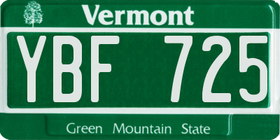 VT license plate YBF725