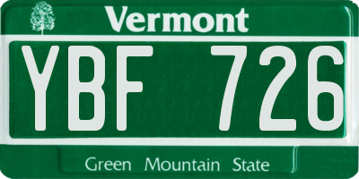 VT license plate YBF726