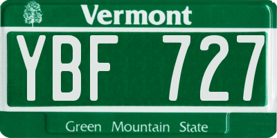 VT license plate YBF727
